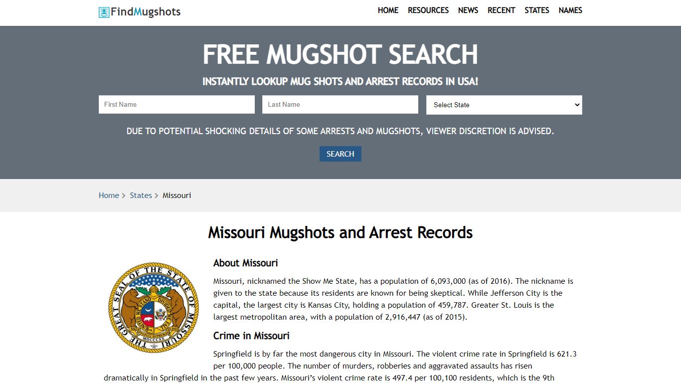 Find Missouri Mugshots - Find Mugshots
